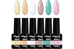 MEANAIL Méanail Paris • Cofanetto 6 Smalti Semipermanenti per Unghie Gel UV LED • Set Pastel da 6 Colori Manicure Pedicure Nail Polish Soak Off • Vegan & Cruelty Free Norme CE Europee