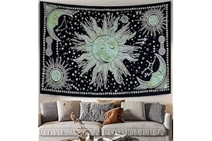 THE ART BOX arazzo da parete arredamento casa telo mare coperta cotone copridivano con penisola colori per mandala indie aesthetic arredamento camera da letto, verde, 135x210 Cm