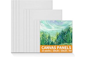 Ciusdkler 10 Pcs Canvas for Painting, (20x20-3pk, 20x25-3pk, A4 21x29.7-4pk), Art Square Canvas Frame Panels, Blank Canvas for Acrylic Painting Oil Painting