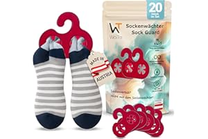 ‎WOITRA Sockenwächter - Sockenhalter & Sockentrockner (20 Stück) - Sockenklammern für Waschmaschine und Trockner, Sockenaufhänger & Organizer gegen Sockenverlust, Socken Sortierhilfe aus Kunststoff (Rot)