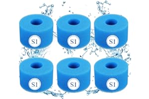 KGIHPC Type S1 Éponge Filtrante de Piscine en Mousse Filtre pour Intex Type S1 pour Piscine,Cartouche filtrante réutilisable pour Bain à remous (6 pièces)