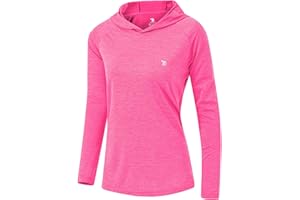 donhobo Women's Long Sleeve Sports Running Hoodie Tops Shirts with Thumb Hole,UPF 50+ Sun Protect Breathable Quick-Dry Fitness T-Shirt Tops for Workout Gym Training Yoga Pilates