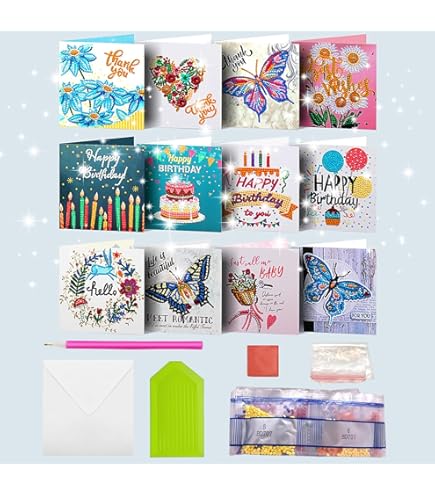 Lot De 6 Cartes De Vœux à Faire Soi-même Avec Enveloppes Pour Peinture Diamant - Cartes De Pâques Avec Enveloppes - 5D - Kit D'art Diamant - Cadeau