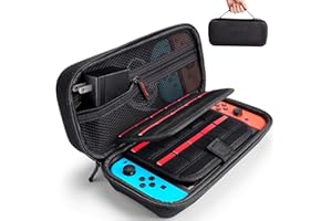 Deruitu Tasche Kompatibel mit Nintendo Switch/Switch OLED, Harte Tragetasche Hülle Case für die Nintendo Switch/Switch OLED, Schutzhülle mit Aufbewahrung für 20 Spiele, Konsole & Zubehör - Schwarz