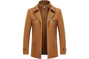 KUDORO Manteau Homme en Laine Chaud Mi-Long Hiver Trench Coat Slim Fit Classique Parka Pardessus Caban Business Élégant Duffle-Coats Coup-Vent Revers Overcoat