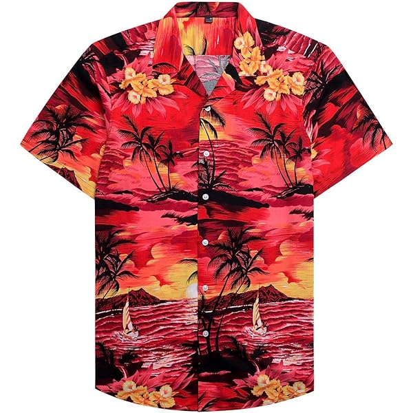 Camisa Flores Hombre Camisa Hawaiana Para Hombre 100% Algodón
