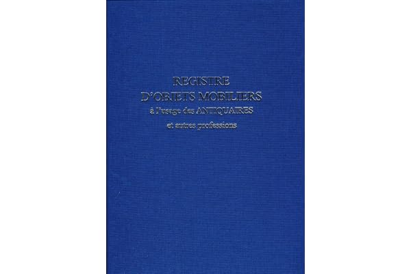 Lebon et Vernay Registre objet mobilier pour antiquaire /brocanteur 104 pages Format 25x32cm Bleu Marine