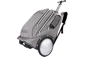 HIVEXAGON Rolling Backpack with 7 Inch Large Wheels, Double Reinforce Telescoping Handle,Easy Going Up and Down Staircase, Carry-on Backpack with Laptop Compartment for Business and Travel Commuter Grey