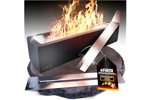 ‎FIRELL Firell Bioethanol Tischkamin aus Beton - Ethanol Tischfeuer Outdoor 36x10x8 cm - Kamin mit [3h] Brenndauer - Verstellbare Flamme - 4,2kg Sicheres Tisch Kamin Feuer für Garten Balkon Terasse [schwarz]