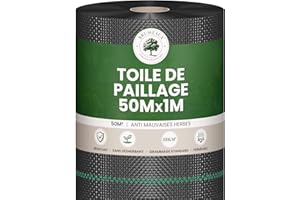 SKYLANTERN Toile de Paillage 100g/m² - Geotextile Anti Repousse 50Mx1M pour Jardin Potager - Bache Anti Mauvaises Herbes 100g pour Potager