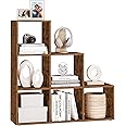 VASAGLE Bookcase Stair Shelf Divider Storage Furniture 6 Compartments Office Living Room Bedroom Rustic Brown LBC63BX