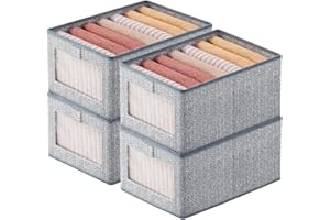 Aila 4 Pack Wardrobe Storage Organiser, Foldable Clothes Storage Boxes Drawer Organiser, Large Storage Cubes with Handles for Clothes Closet Shelves Organiser, Fabric Closet Storage Box(44x30x20cm)