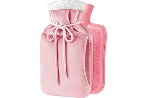 Adafsta Rubber Hot Water Bottle with Cover,Fluffy 2L Hot Water Bag with Kangaroo Pocket for Cramps, Pain Relief, Period Cramps, Back, Shoulder, Neck, Bed Warmer for Kids, Men & Women