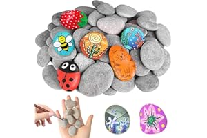 NCOALE 40 pcs Pebbles for Painting, 3-5 cm Flat Rocks for Painting Smooth Natural Rocks Decorative Stones for Garden DIY Craft School
