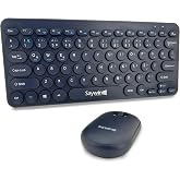 Saywin Bluetooth Klavye Mouse Set Yuvarlak Tuşlu Ev ve Ofis Kullanımına Uygun T&uuml;rk&ccedil;e Q Taşınabilir Kablosuz Klavye Lacivert R