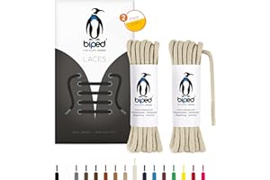 biped LACES 2 Paar runde Schnürsenkel aus Baumwolle ø 3,5 mm - reißfeste Qualitäts- Schuhbänder für Lederschuhe, Stiefel, Sneaker - für Freizeit und Sportschuhe - made in EU z2901(natur,75 cm)
