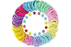 Hanyousheng 200 szt. gumek do włosów, wielokolorowe elastyczne opaski do włosów, opaski do włosów dla dziewcząt, kobiet, z 15 mini spinkami do włosów, wielokolorowe