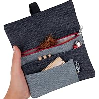 GUGGIARI Blague à Tabac En Tissu Doux Paisley Green - Compartiments Pour Filtres, Papier Et Briquet - Pochette 30/50g