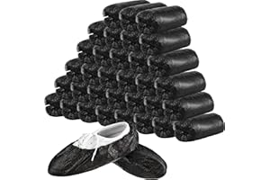 SATINIOR 400 Pièces (200 Paires) Couvre-Chaussures et Couvre-Bottes Jetables pour Plancher, Tapis, Protège-Chaussures, Antidérapant Durable (Noir)