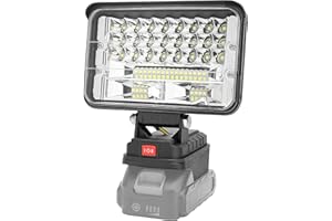 Radikor Akku Lampe für Makita 18V, 5 Inches 50W Kabellose Led Arbeitsleuchte Akku Tragbares Flutlichter Baustellen Lampe mit 2 Helligkeitseinstellungen, 2 USB-Aufladung (kein Akku)