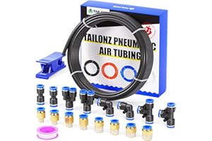 TAILONZ PNEUMATIC Black 8mm OD 5mm ID Polyurethane PU Air Hose Pipe Tube Kit 10 Meter 32.8ft