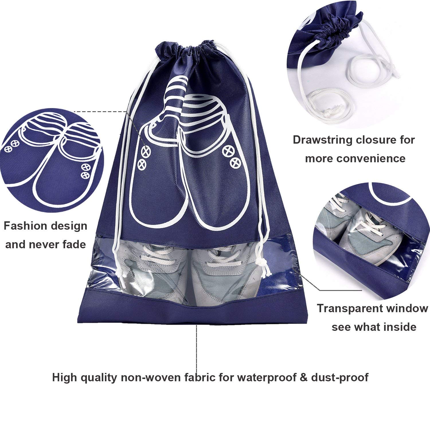 RIGHTWELL-Sac--Chaussures-10-Sacs--Chaussures-de-Voyage-avec-Embrasse-Fentres-Transparentes-Sacs-pour-Chaussures-Antipoussire-Hydrofuges-Idal-pour-Le-Voyage-ou-Le-Rangement--la-Maison