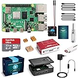 LABISTS Raspberry Pi 4 Model B 4 GB Ultimatives Kit mit 32GB Class10 Micro SD-Karte, 5,1V 3,0A USB-C EIN/Aus-Schaltnetzteil, 3 Premium Kupfer Kühlkörper, Micro HDMI-Kabel, Premium Schwarzes Gehäuse