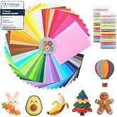moinkerin 50 Colours Felt for Crafts 20 x 30 cm 1 mm Felt Fabric | 50 Felt Sheets with Sewing Thread for Crafts, Sewing, Patc