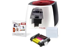 Badgy 100 - ID Badge Printer - Custom Badge Maker - Includes Printer, Design Software, 50 White Cards and Colour Ribbon for 50 Prints