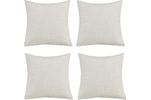 GONOVE Cushion Cover,4 Pack 45×45cm Linen Cotton Pillowcase Vintage Style Square Throw Pillow Covers Decorative Cushion Covers for Sofa, Couch, Bed, Bench