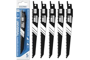 EFFEKTWERK Brzeszczoty do pił szablastych do drewna (5 sztuk) do cięcia drewna i tworzyw sztucznych, brzeszczoty szablaste ze stali wysokowęglowej (HCS) Z 6 TPI (ząb na cal)