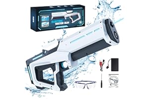 SKIRFY Pistola a spruzzo ad acqua elettrica per bambini e adulti 60B – Automatica, impermeabile, funzionamento a batteria per piscina, spiaggia, feste all'aperto 8-12 anni