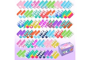 OGNI ORA 60 PCS Mini Squeeze Pop Bubble Fidget Bulk Sensory Toys, Silicone Rainbow Stress Relief Hand Toy, Keychain Bubble Pop Desk Toy Wrap Pop Stress Reliever Anti-Anxiety for Kids Adults