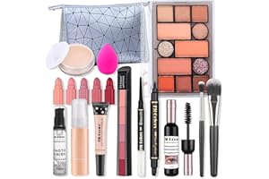 TRENDYFAVE All In One Makeup Kit Full Kit Makeup Set & Portable Travel, Eyeshadow Palette Face Primer Foundation Make up Concealer Eyeliner Stamp Mascara 5Color Lipstick, Face Make-up Gift Set
