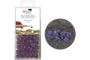 WWS WAR WORLD SCENICS War World Scenics 6mm Heide Lila Selbstklebende Statische Grasbüschel x 100 - Modellbau Modellbahn Landschaftsbau Diorama Miniatur Tabletop Spiele Wargame Modelleisenbahn Geländebau