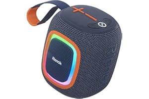 RIENOK Bluetooth Speaker Wireless Portable Waterproof Speaker with Lights FM Radio 15-Hour Playtime Bluetooth 5.3 TF Card USB Playback Mini for Home Garden Party Camping Travel