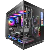 Mars Gaming MC-Mirage, ATX Gaming Case, 7.2" IPS LCD Customisable Display, Continuous Tempered Glass Front and Side, Double C