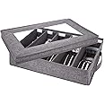 Khazna Flatware Storage Case, Silverware Storage Box Chest, Tableware Utensil Chest with Removable Lid and Adjustable Dividers, for Organizing Cutlery, Flatware, Knives, Large Capacity, Gray