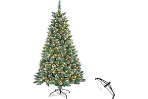 LZQ Sztuczna choinka z oświetleniem, 150 cm, sztuczna choinka z PCW, z wodoszczelnymi światłami, dekoracja bożonarodzeniowa