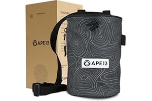 APE13® Chalk Bag zum Klettern und Bouldern (als Set & Einzeln) - inkl. Gurtband, Tasche, Halter für Bürste - Boulder Beutel für Magnesium - Kletter Chalkbag groß für Kalk/Kreide/Magnesia