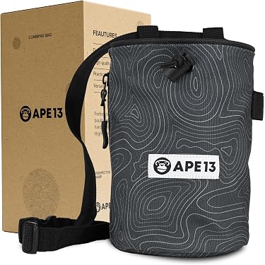 Mantle Chalkbag Crimpy – Klimkrijtzak In Zwart/abrikoos/grijs, Met Riem, Ritssluiting En Zachte Fleece Voering, Voor Boulderen En Klimmen