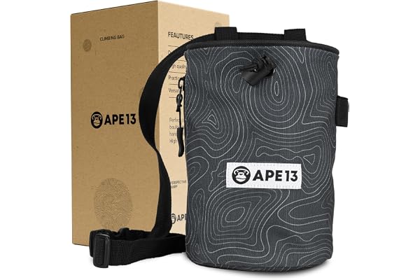 APE13® Sac à Magnésie pour l'Escalade et le Boulder - Kit Avec Sangle, Support pour Brosse - Grand Sac de Magnésium pour Chaux/Craie