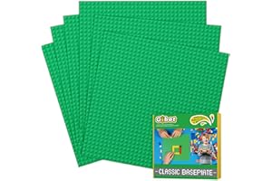 Classic Base Verde, GIBOT Piastra di Base per Mattoncini 25,5 cm x 25,5 cm Set di Piastre Quadrate Grandi, Piastre di Base per Mattoncini Classici Compatibili con la Maggior Parte Delle Marche (6 pz.)