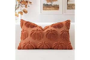 Artscope Set med 1 halloween kuddfodral mjuk plysch kort ull sammet höstdekoration, kuddöverdrag lyxig stil för soffa, sovrum, mörk orange, pumpa, 30 x 50 cm