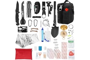 HIMOMO Kit de Supervivencia de Emergencia al Aire Libre, Equipo de Supervivencia para Hombres Camping/Aventuras/Senderismo al Aire Libre