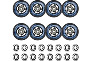 LALAGO Lot de 8 Roues de Rollers en Ligne, 76mm Roues de Patins à Roulettes de Rechange Avec Roulements ABEC 9
