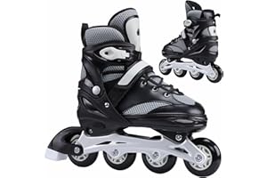 Navaris Inline Roller Skates - Kids Childrens Adults Adjustable Roller In Line Skates for Children Girls Boys Unisex - Various