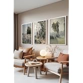 Zestia Beyaz &Ccedil;er&ccedil;eveli 3&rsquo;l&uuml; Tablo Seti, Klasik Manzara &ndash; Soft Tonlar, Salon Set No: 30120 15 x 21