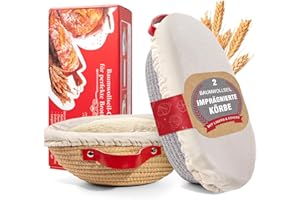 VOOZOMO Ensemble de paniers de fermentation - Panier à pain au levain - Rond et ovale de 23 cm et 26 cm avec housse et couvercle - Kit de démarrage - Accessoires de pâtisserie - Cadeau artisanal pour femme