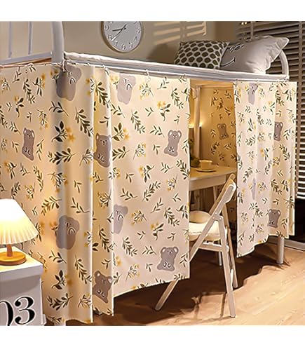 Rideau Occultant Pour Lit Superposé Ou Mezzanine - Taille 2x1.2m (Lot De 2) - Couleur Sable Mouvant